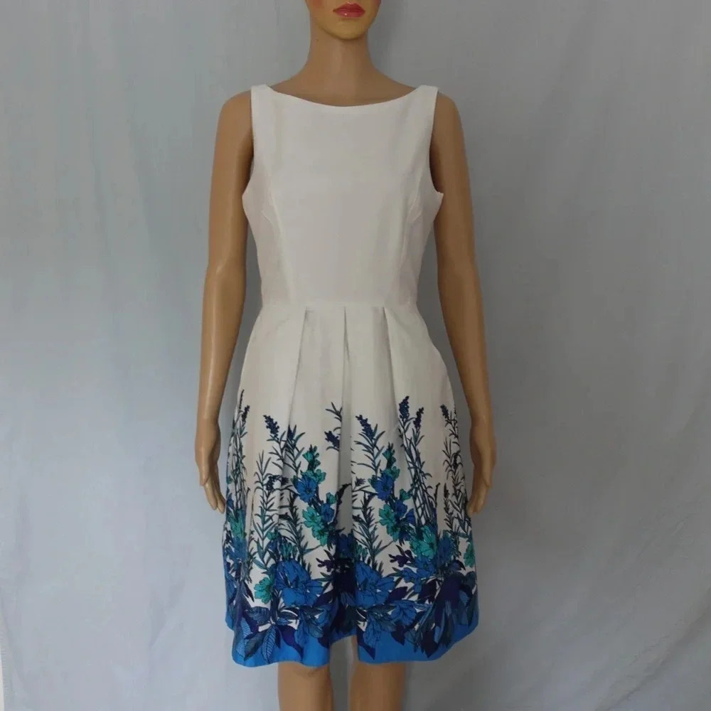 Muse White and Blue Floral Dress